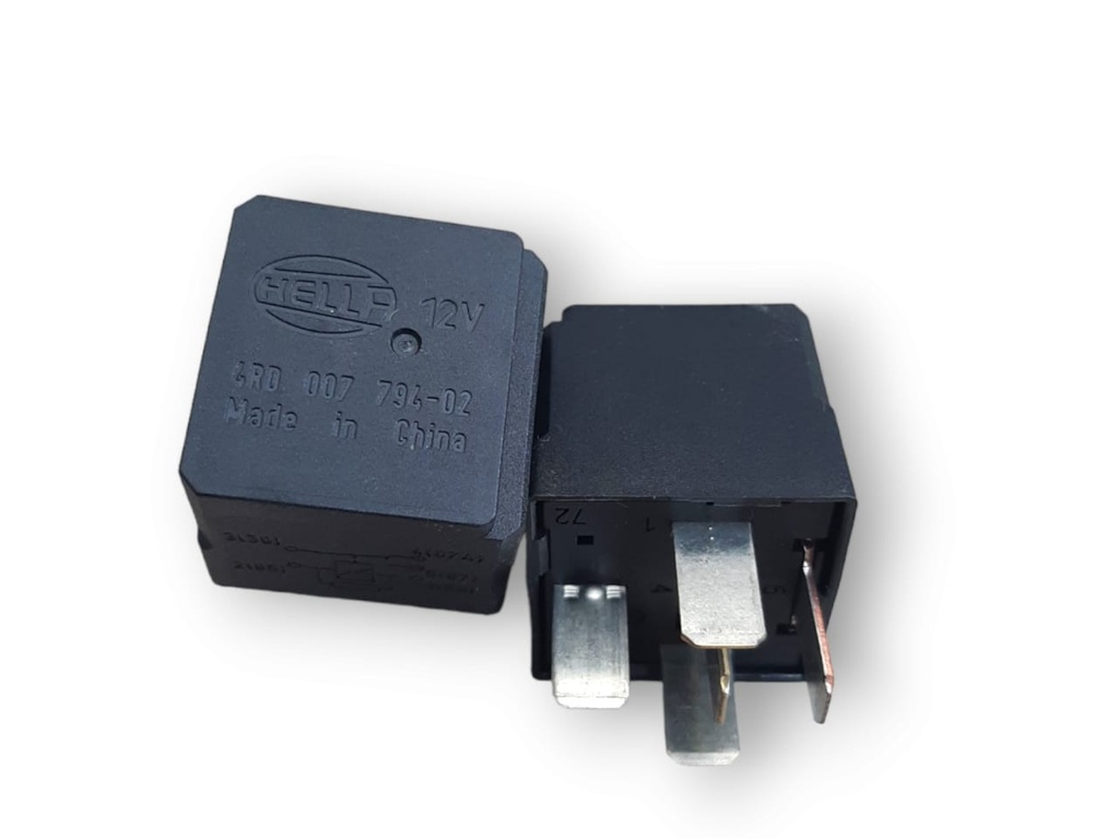 RELE MINI 12 Voltios 40 Amps. 5 POLOS CON SOPORTE HELLA