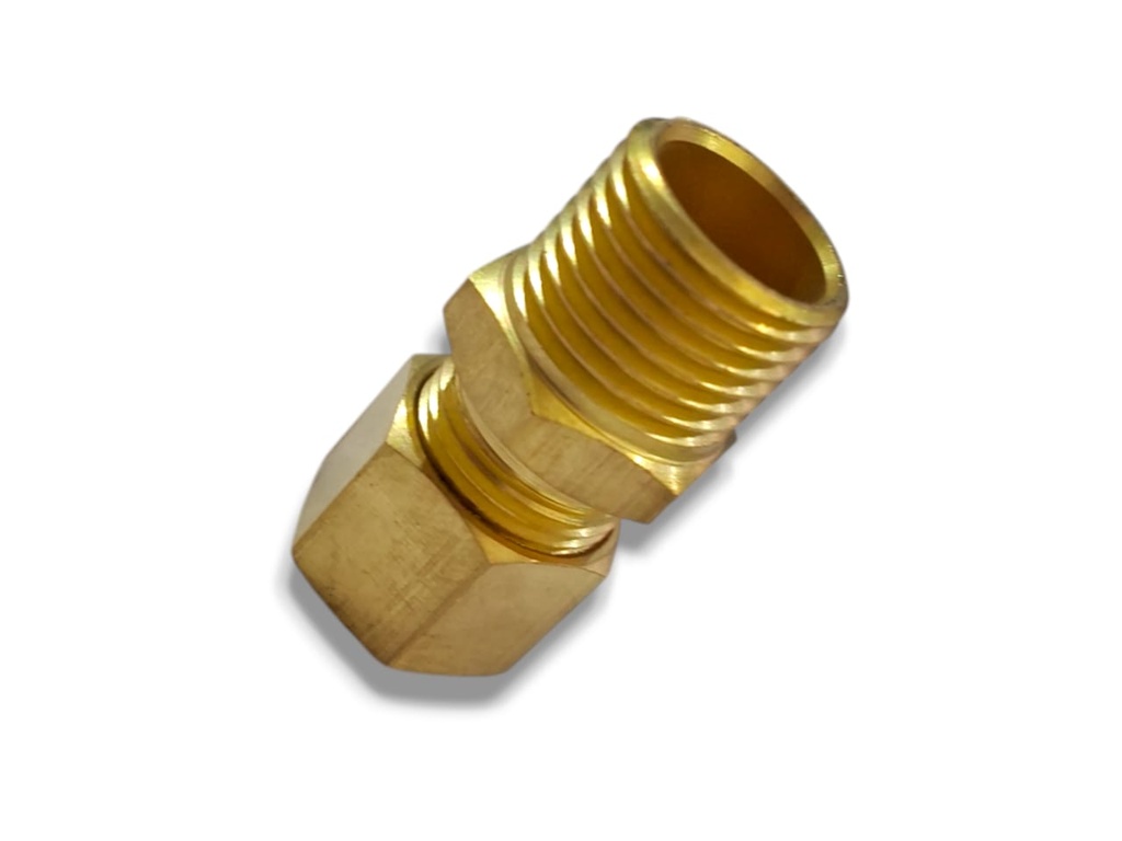 CONEXION BRONCE COMPRESION x ROSCA  MILIMETRICA 10mm. x 16mm.