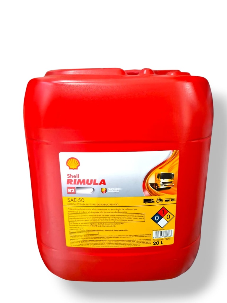 ACEITE MONOGRADO RIMULA R2 - SAE 50 SHELL PAILA 20Lts.